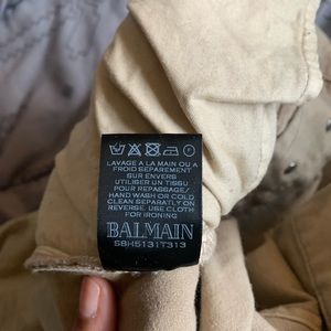 beige balmain jeans.